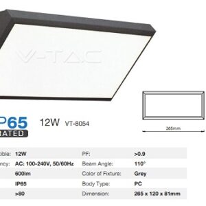 Plafoniera Parete LED 12w IP65 Luce Calda Nera 1250 Lumen